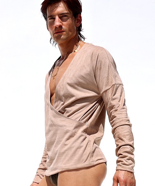 Rufskin Lucien Stretch "Suede" Long Sleeve X Shirt Dune