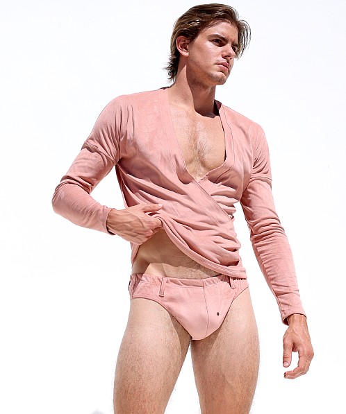 Rufskin Lucien Stretch "Suede" Long Sleeve X Shirt Rose