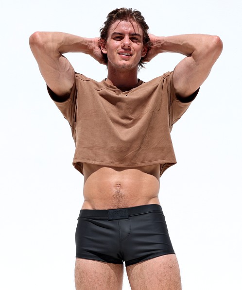 Rufskin Gaspar Stretch "Suede" Football Crop Top Bark