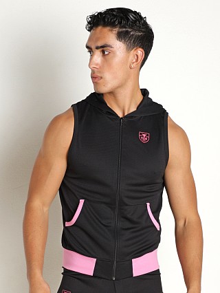 Model in black TOF Paris Athletic Mesh Muscle Hoodie