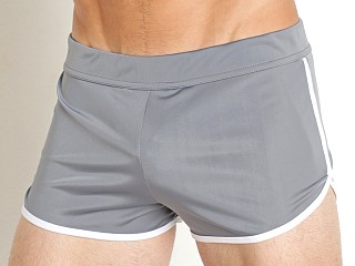 Model in grey TOF Paris Runner Shorts