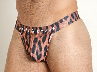 Model in furry animal Skull & Bones Thong  Print