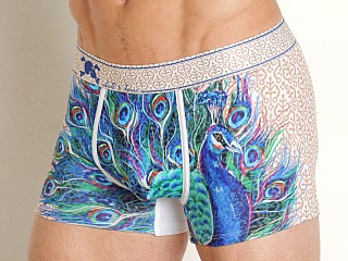 Model in peacock print Skull & Bones Trunk White