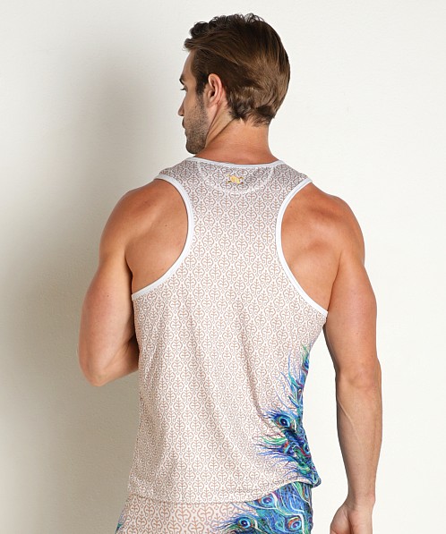 Skull & Bones Tank Top White Peacock Print