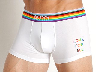 Model in white rainbow Hugo Boss Pride Trunk