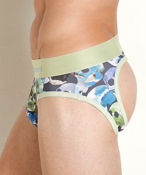 Skull & Bones Peek-A-Boo Brief Mosaic Skull Neon Print