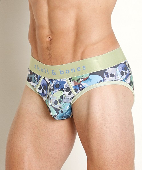 Skull & Bones Brief Mosaic Skull Neon Print