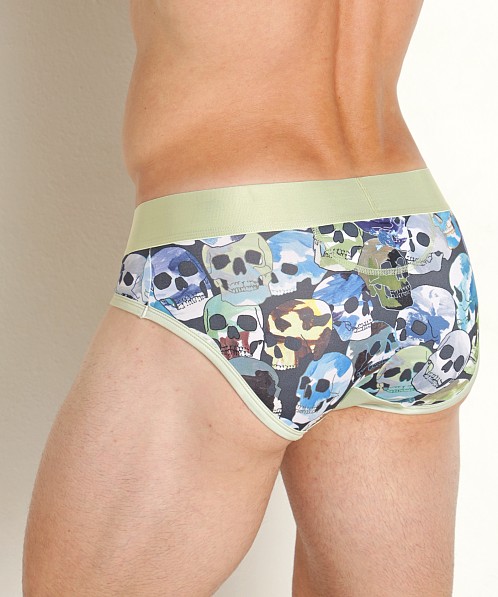 Skull & Bones Brief Mosaic Skull Neon Print