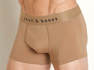 Model in tan Skull & Bones Just The Bones Trunk