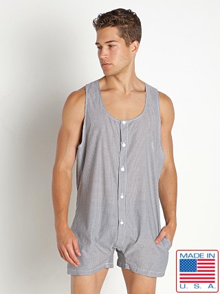 Model in black Rick Majors Sahara Cotton Pinstripe Singlet