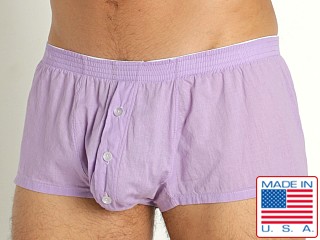 Model in lilac Rick Majors 100% Cotton Bulge Boxer