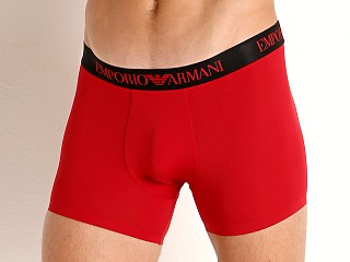 Model in cherry Emporio Armani Bonding Microfiber Trunk