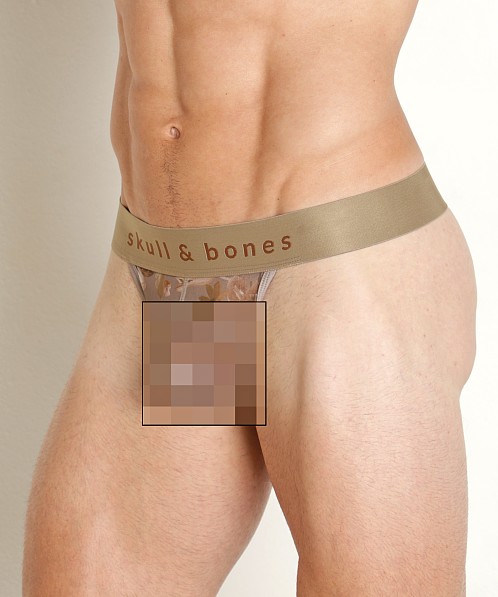 Skull & Bones Mesh Thong Tan Dutch Floral Print