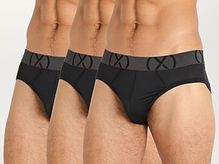 Model in black 2xist (X) Sport Mesh No Show Brief 3-Pack