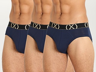 Model in varsity navy 2xist (X) Luxe No Show Brief 3-Pack Navy