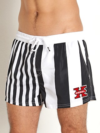 Model in black/white Diesel  Caybay Swim Short