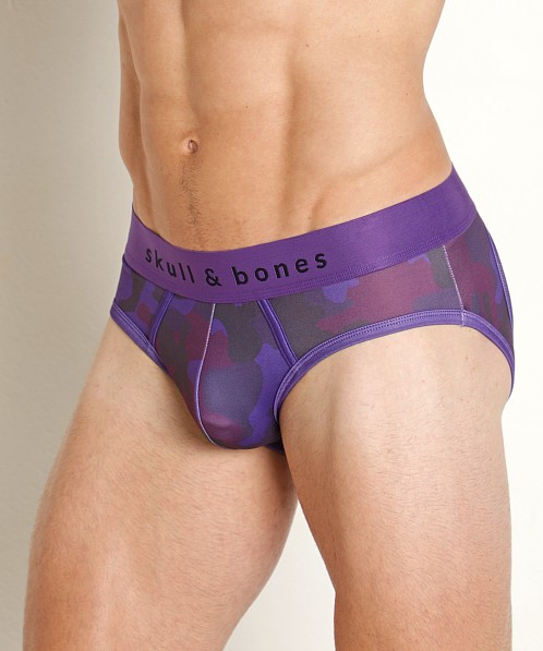 Skull & Bones Peek-A-Boo Backless Brief Purple Camo