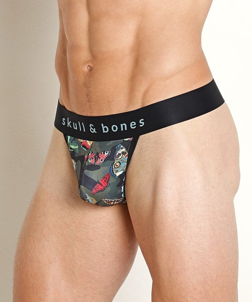 Skull & Bones Thong Camo Butterfly Print