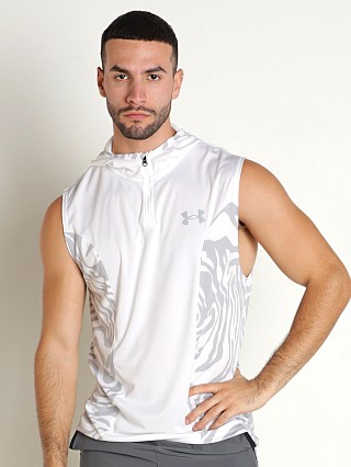 Model in white Under Armour Baseline Tank Hoodie