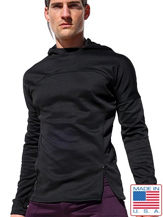 Model in onyx Rufskin Pro Fitted Pull-Over Hoodie