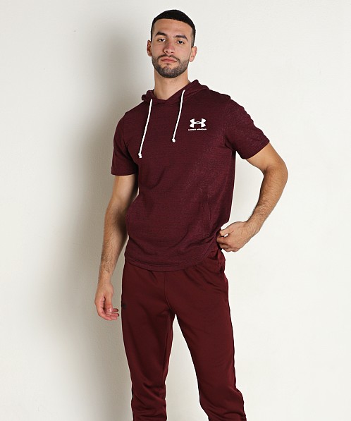 Under Armour Rival Terry Short Sleeve Hoodie Dark Maroon