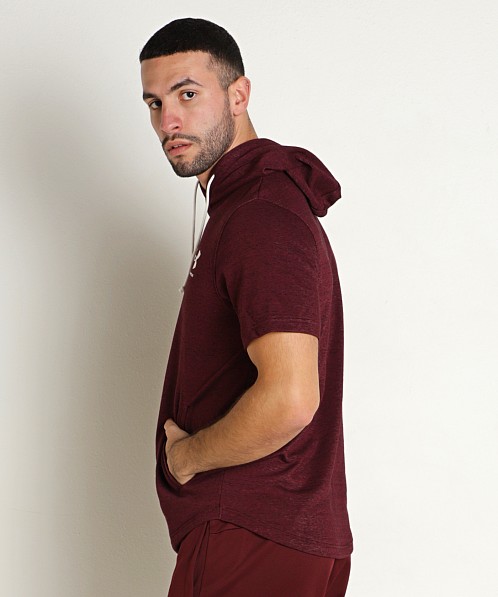 Under Armour Rival Terry Short Sleeve Hoodie Dark Maroon