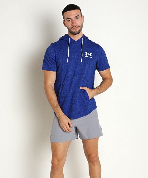 Under Armour Rival Terry Short Sleeve Hoodie Royal Blue