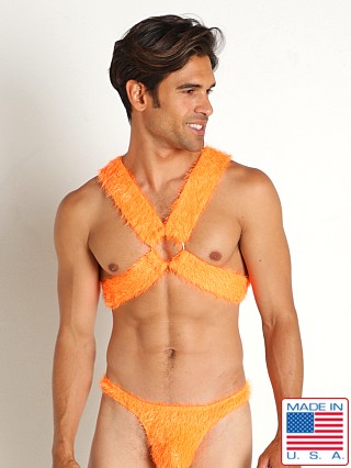 Model in neon orange Rick Majors Shagalicious Harness