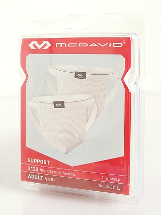 Model in white McDavid Swim Supporter 2-Pack