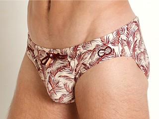 Model in hawaiian pastel print 2eros V10 Swim Brief