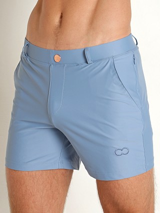 Model in faded denim 2eros S60 Bondi Swim Shorts