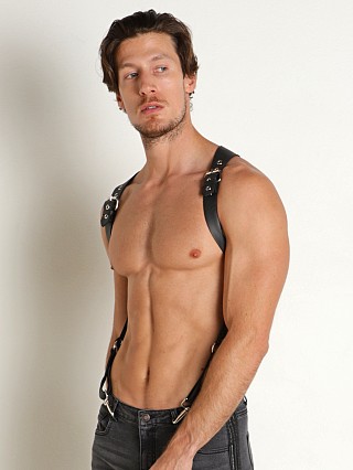 Model in black Cell Block 13 Neoprene Archer Harness