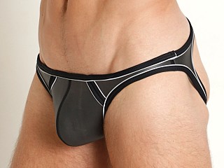 Model in black Cell Block 13 Neoprene Archer Jock Brief