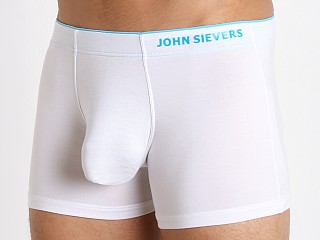 Model in white/lagoon John Sievers HIGHLITE Natural Pouch Boxer Briefs White