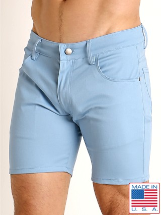 Model in sky LASC Cotton Twill 5-Pocket Shorts