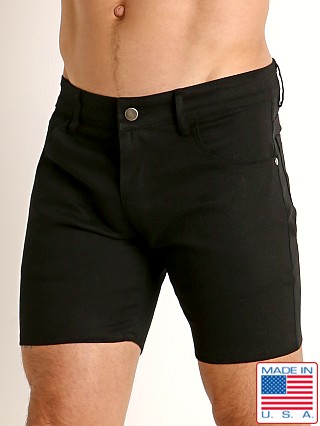 Model in black LASC Cotton Twill 5-Pocket Shorts