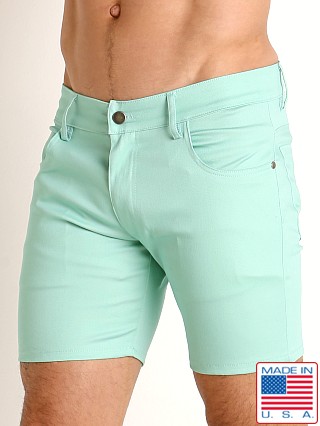 Model in ocean LASC Cotton Twill 5-Pocket Shorts