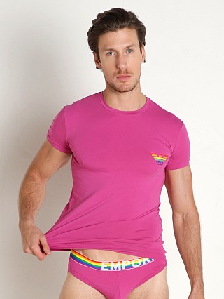 Model in azalea Emporio Armani Slim Fit Rainbow T-Shirt