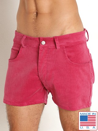 Model in cashmere rose LASC Corduroy 5-Pocket Short Shorts