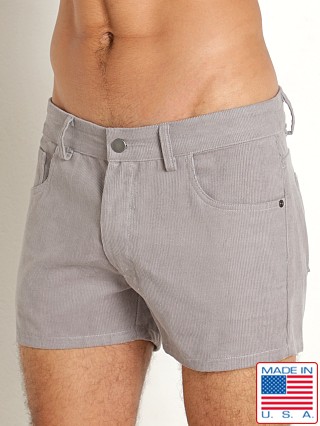 Model in grey LASC Corduroy 5-Pocket Short Shorts