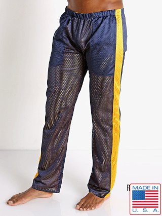 Model in navy/yellow LASC Reversible Athletic Mesh Pants