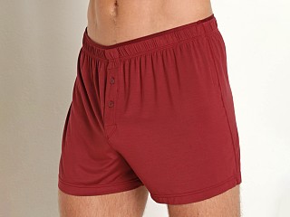 Model in cordovan 2xist Modal Knit Boxer