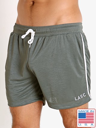 Model in army LASC Matte Jersey Gym Shorts