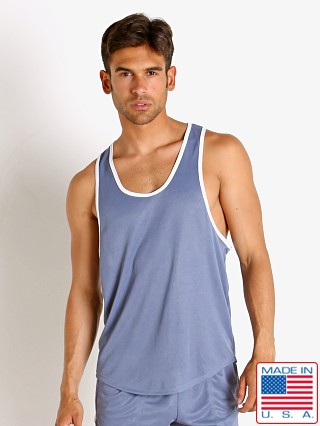 Model in denim LASC Matte Jersey Tank Top