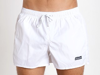 Model in white John Sievers Natural Pouch Swim Shorts