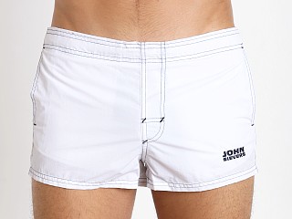 Model in white John Sievers Natural Pouch Swim Trunk