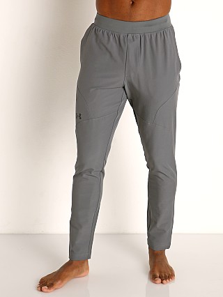 Model in pitch gray/black Under Armour Flex Woven Tapered Pants