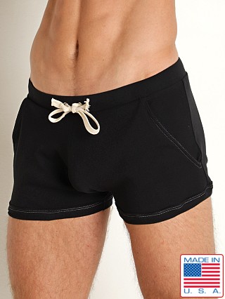 Model in black Go Softwear Lumberjack Pocketed Lounge Short