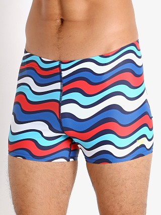 Model in bitter sweet Speedo Wavy Mood Square Leg Swim Trunk