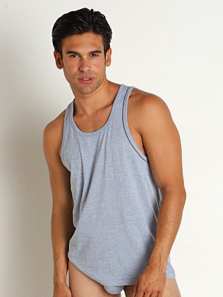 Model in bowen blue heather C-IN2 Hand Me Down Relaxed Tank Top